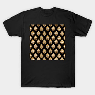 Mexican golden silver milagro sacred heart oaxaca tin folk art black elegant metallic seamless pattern T-Shirt